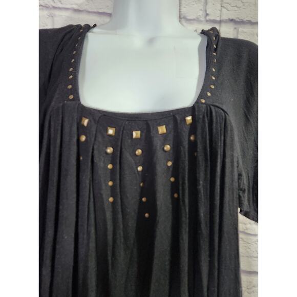 Uniform JPR Black Pleated Metal Stud Bodice Short Cap Flutter Sleeves M Soft - Picture 2 of 6